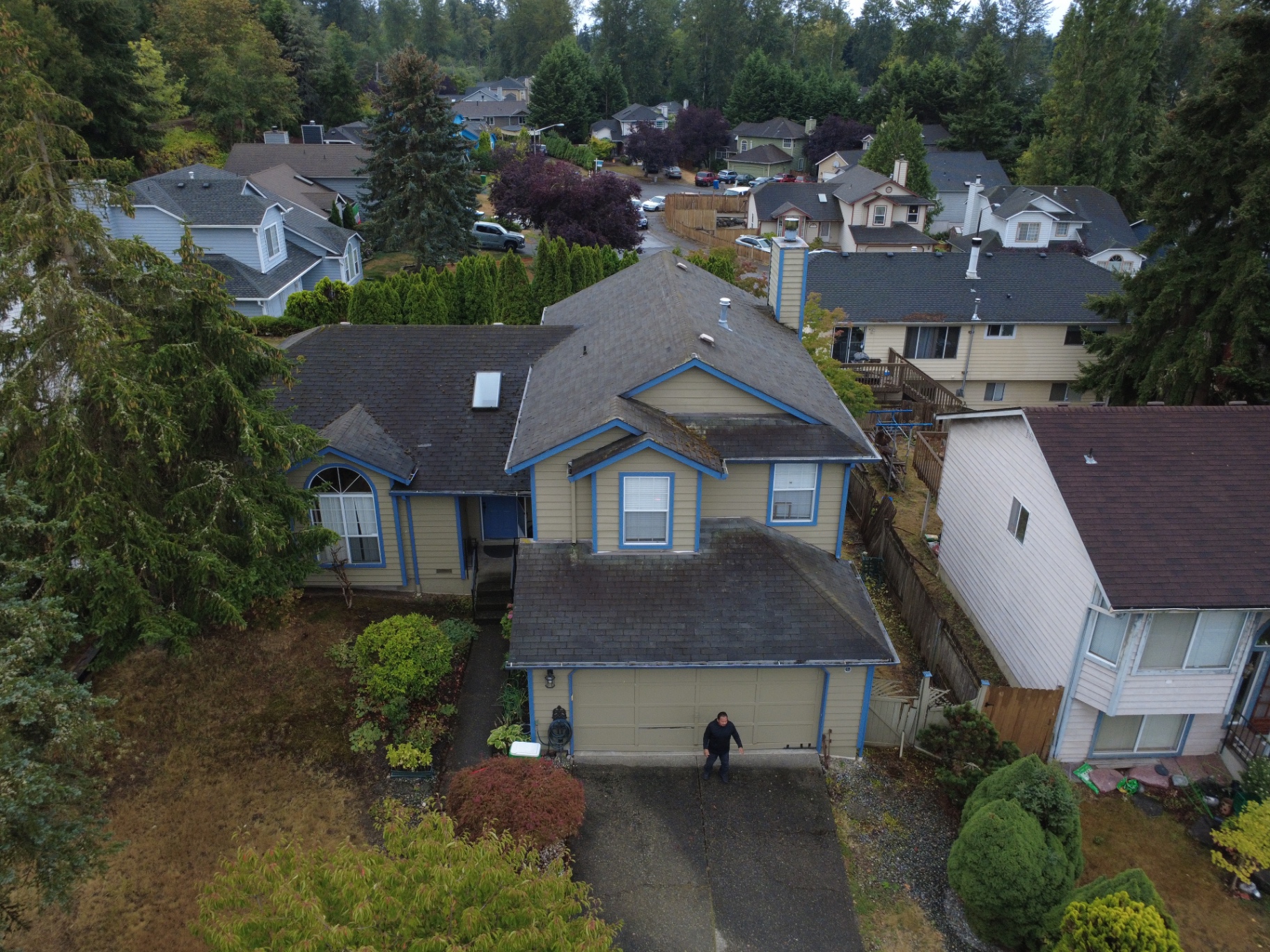 Residential roof before replacement by P.J. Roofing LLC